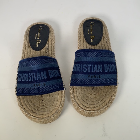 Dior Shoes - CHRISTIAN DIOR Denim Embroidered Granville Sandals